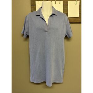 Zara Women’s Blue Short Sleeve Collared Polo V-Neck Cotton T-shirt Dress- Large